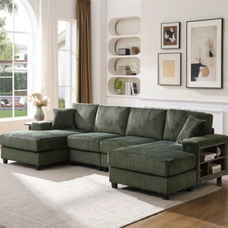 U-Shaped Convertible Sofa, 4 Seater Large Living Room Lounge by Unique Piece Furniture