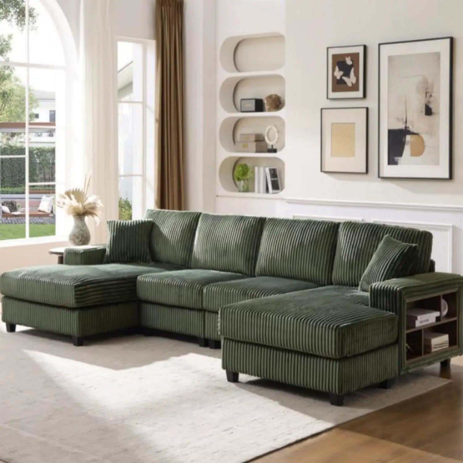 U-Shaped Convertible Sofa, 4 Seater Large Living Room Lounge by HouseOfZazla