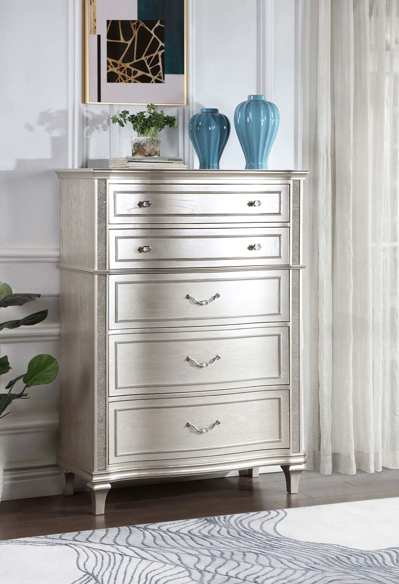 Evangeline 6-drawer Bedroom Chest Silver Oak by Unique Piece Furniture