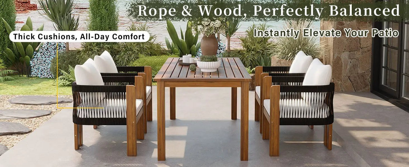 U_STYLE Luxury 5-Piece Outdoor Patio Dining Set for 4 by HouseOfZazla