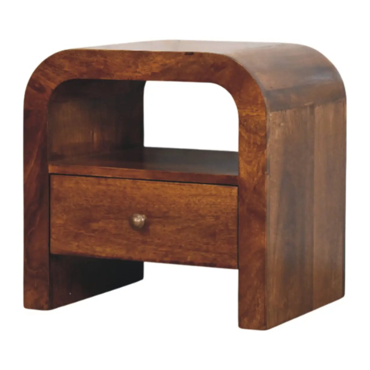 Solid Wood Darcy Nightstand, 1 Drawer and Open Shelf, Chestnut by HouseOfZazla