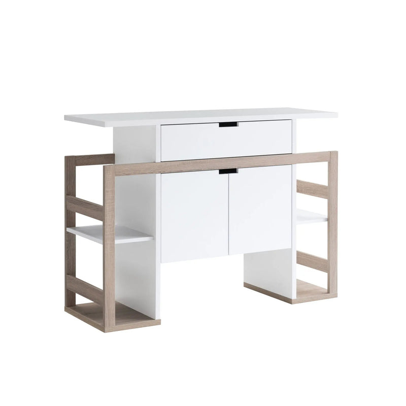 Modernize Kitchen Buffet Organizing Cabinet With 4 Shelves - White / Dark Taupe by Unique Piece Furniture