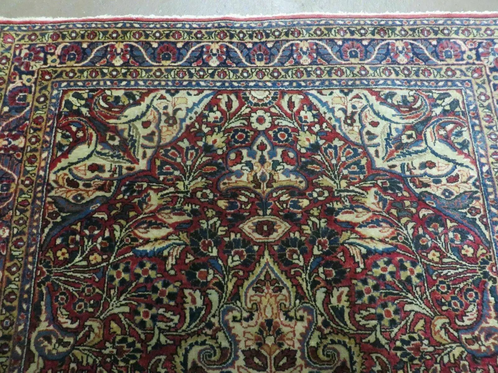 3' 5" X 5' Antique Handmade Indian Agra Fine Weave Wool Rug Organic dye Nice by Jewel Rugs