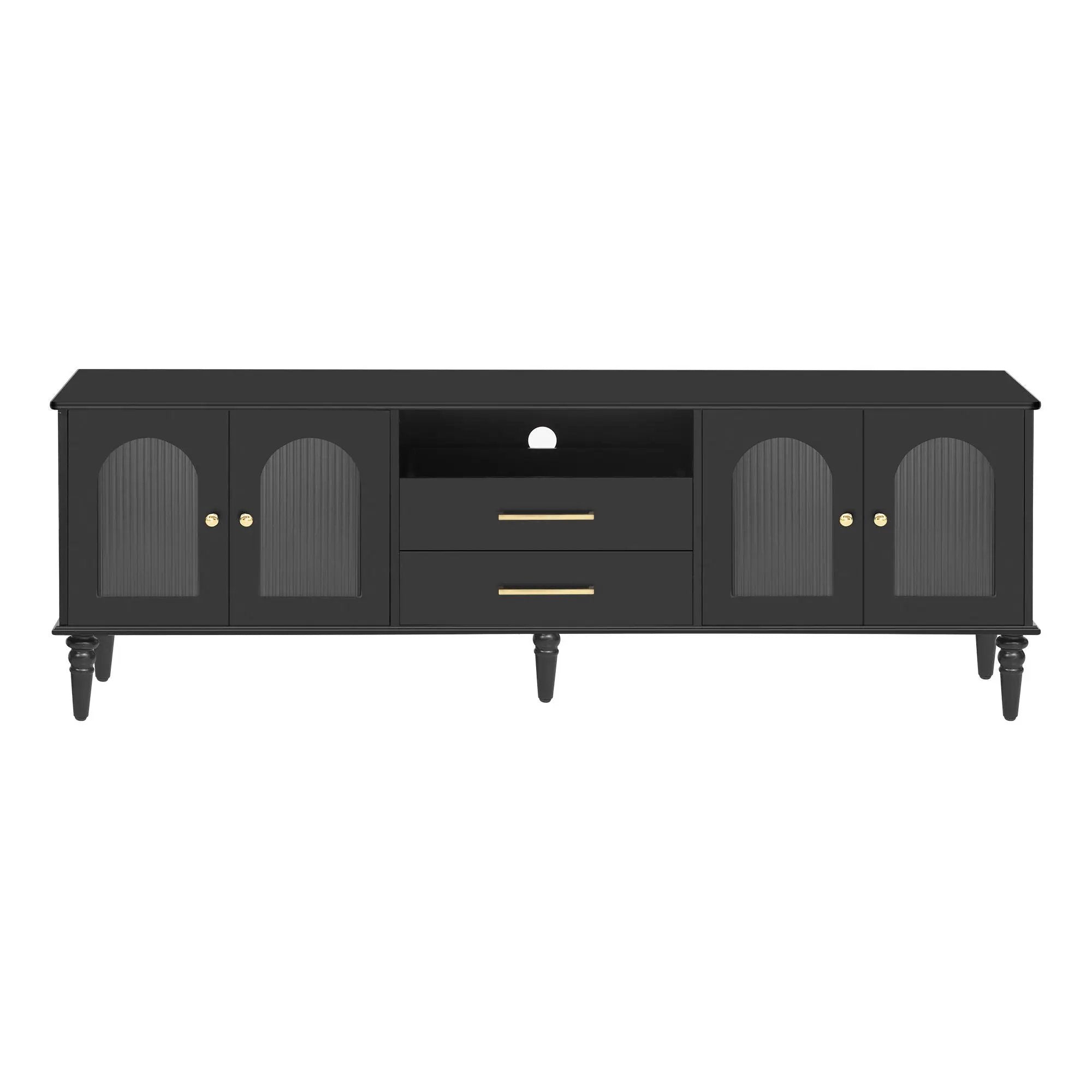 TV Stand For TVs Up To 75", Entertainment Center Media Console For Living Room - Black by Unique Piece Furniture