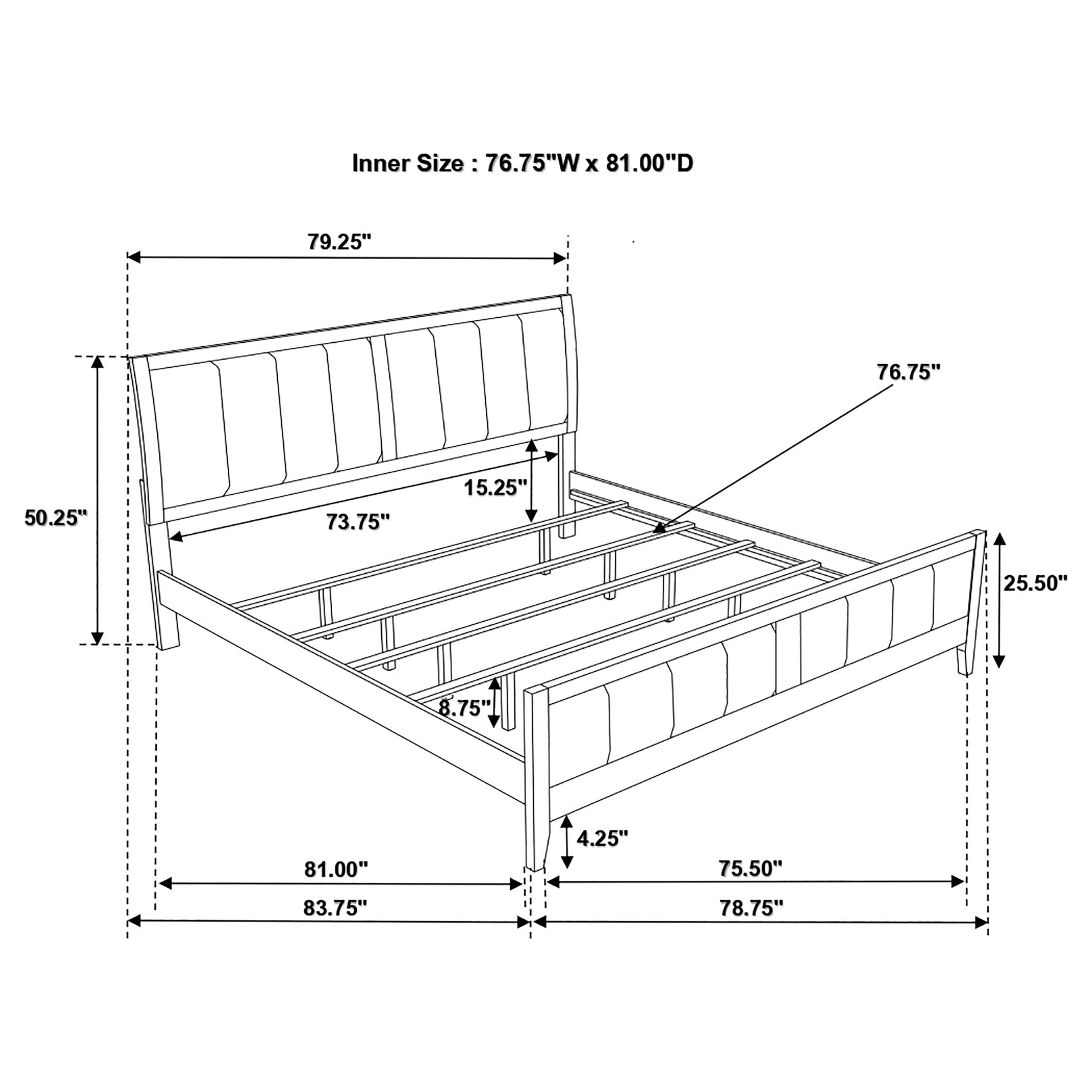 Eastern King Panel Bed With Upholstered Headboard And Footboard - Cappuccino by HouseOfZazla
