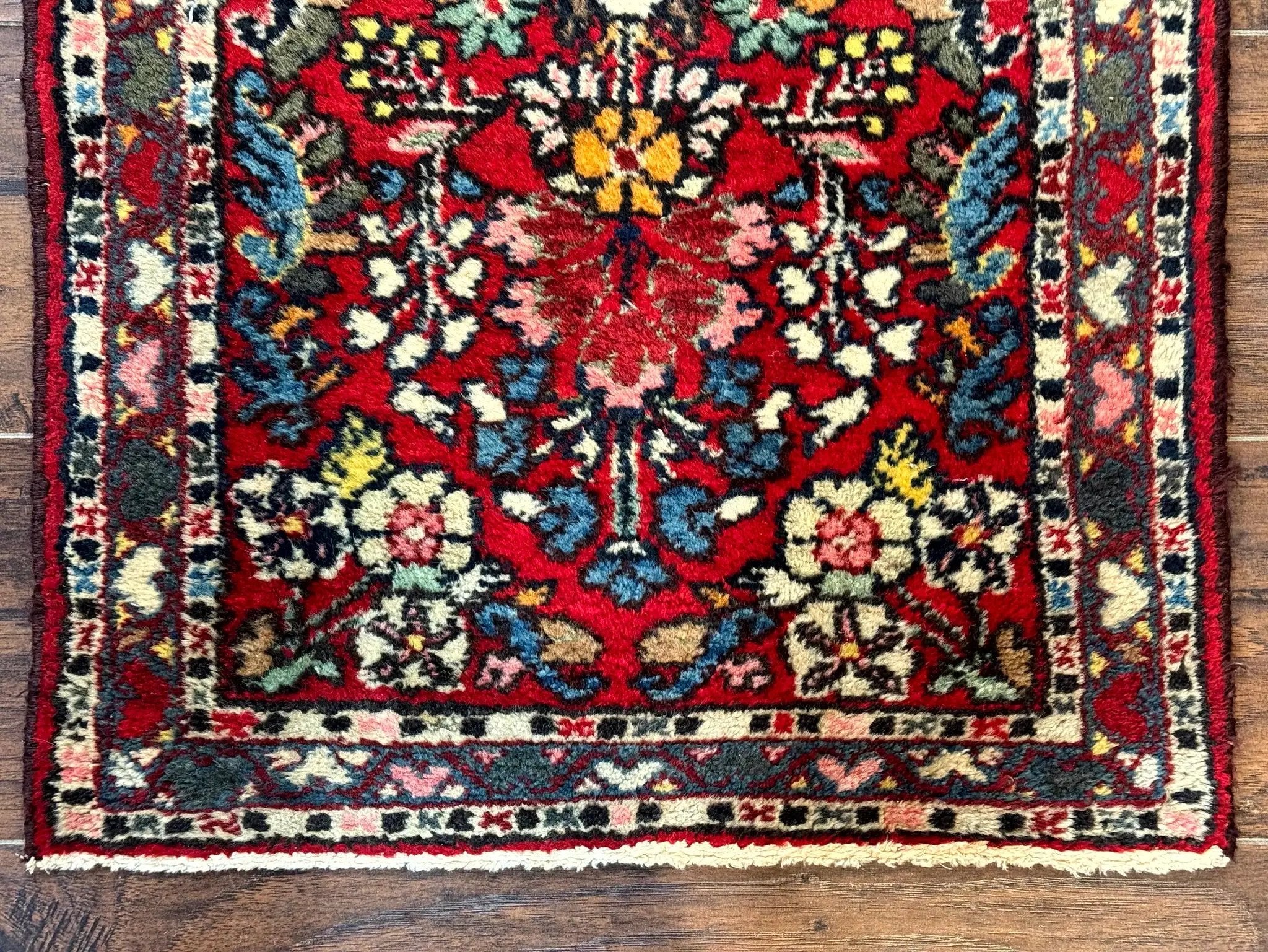 Small Persian Tribal Rug 2x3, Red Colorful Small Hamadan Carpet, Antique Persian Rug by Jewel Rugs