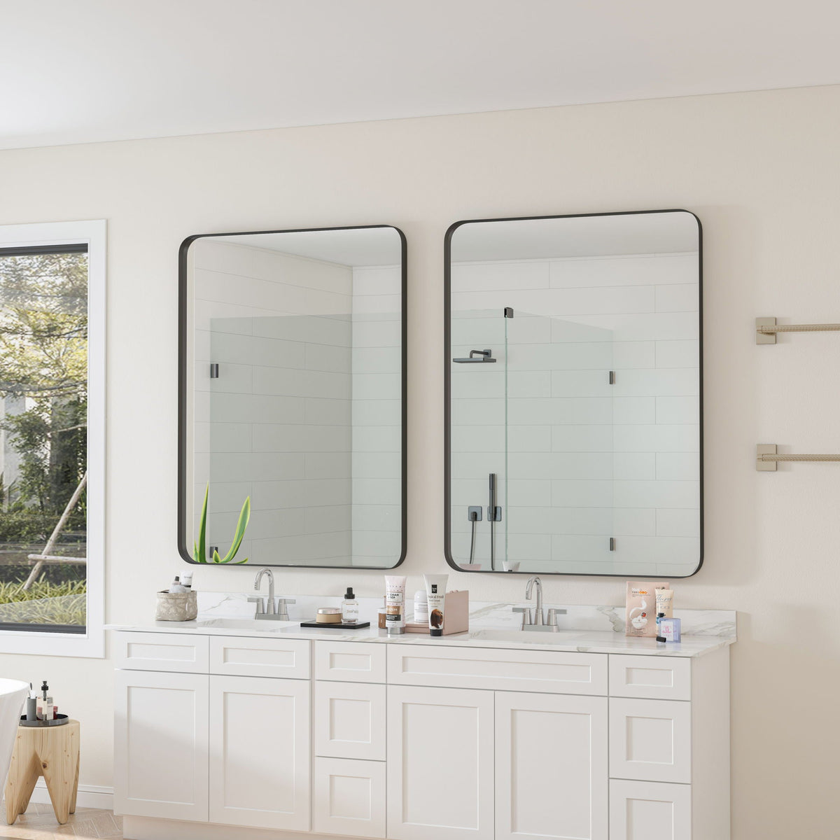 Rectangular Metal Framed Wall Mirror with Modern Design - Black, photo 8 of 23