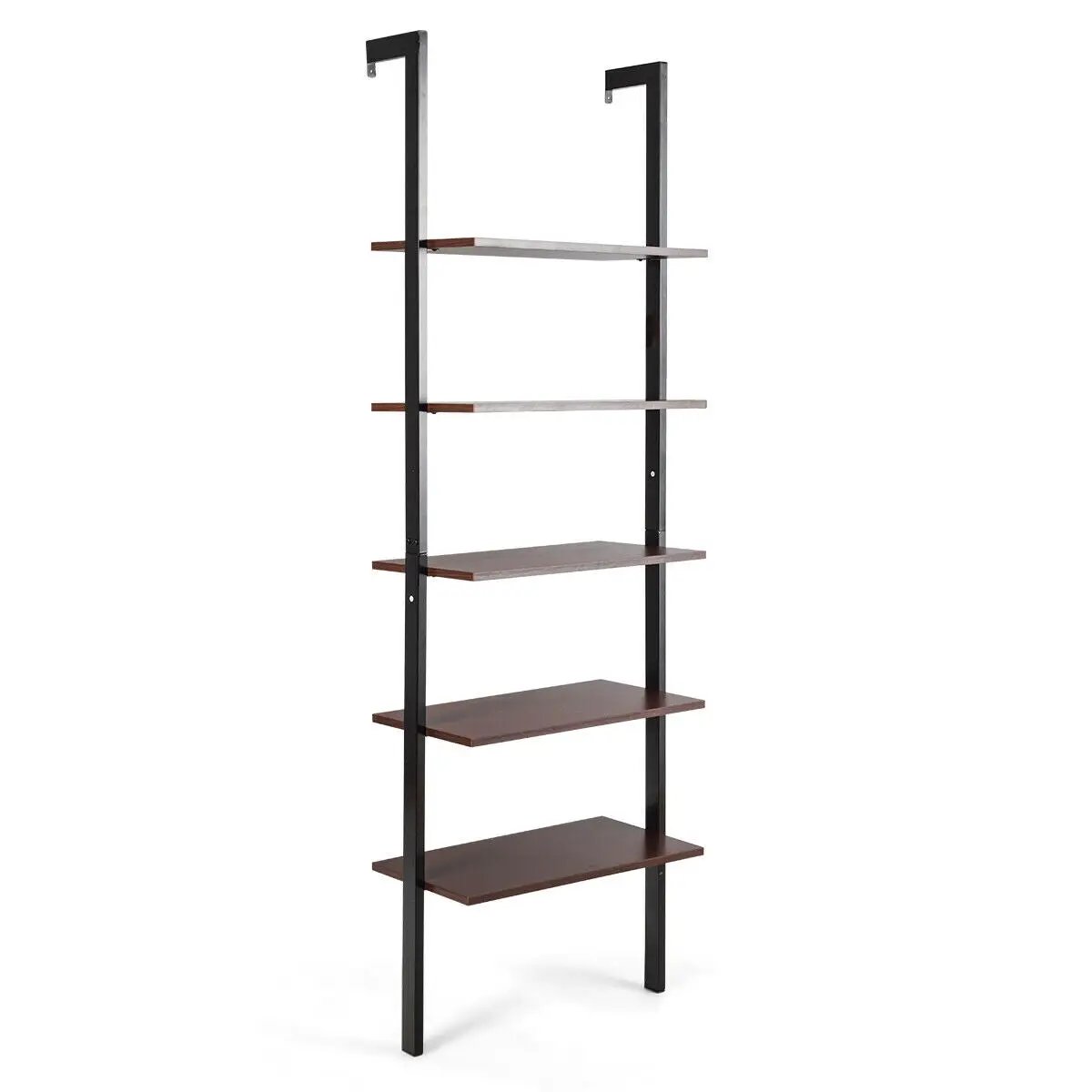 5-Tier Wood Look Ladder Shelf with Metal Frame for Home by DirectDeals