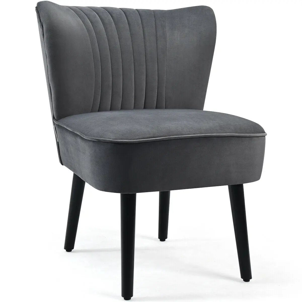 Set of 2 Upholstered Modern Leisure Club Chairs with Solid Wood Legs by DirectDeals