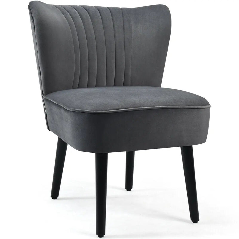 Set of 2 Upholstered Modern Leisure Club Chairs with Solid Wood Legs by DirectDeals