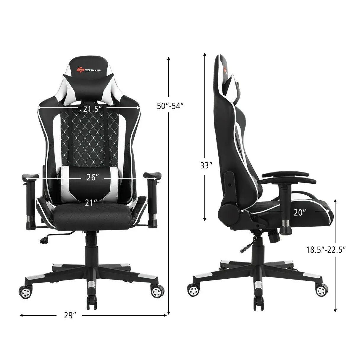 Massage Gaming Chair with Lumbar Support and Headrest by DirectDeals