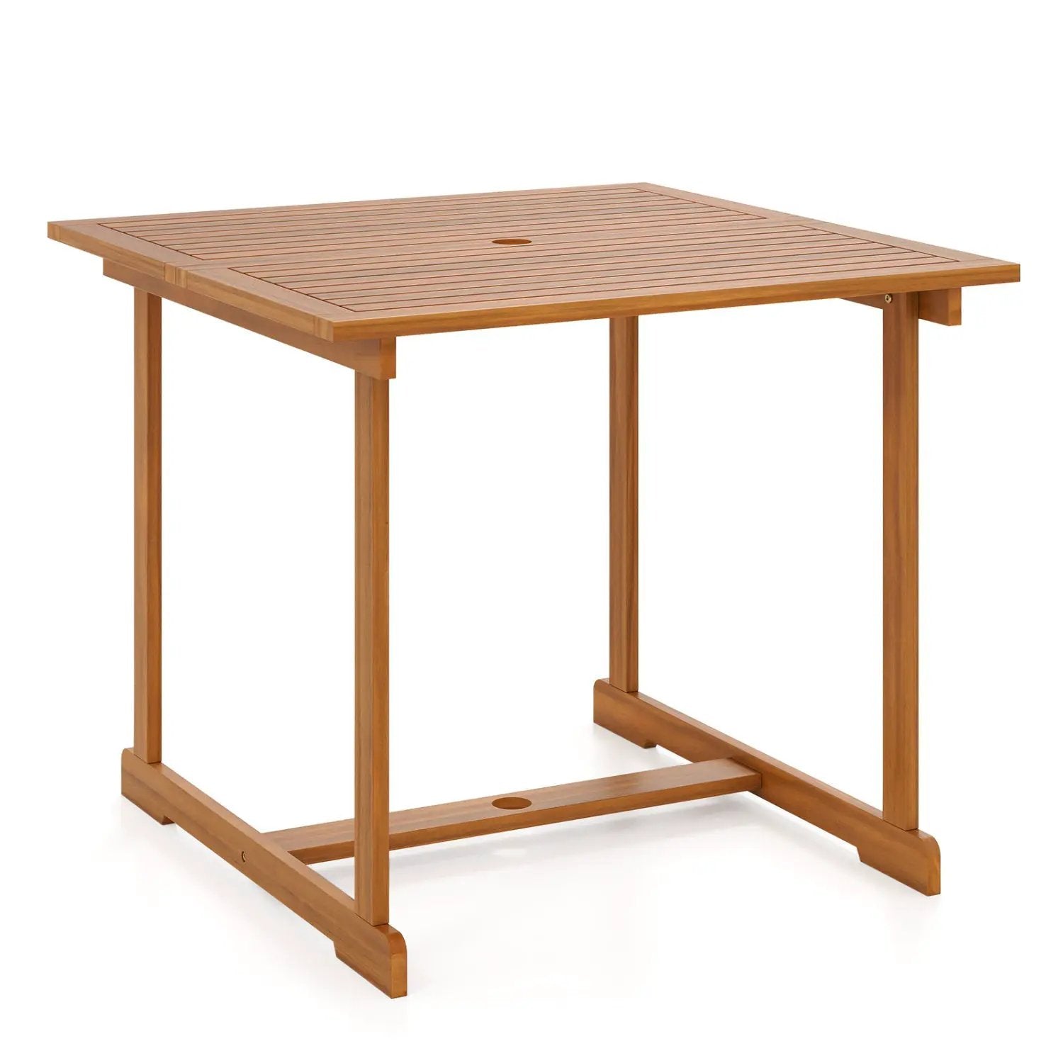 35.5" Acacia Wood Outdoor Dining Table with Umbrella Hole by DirectDeals