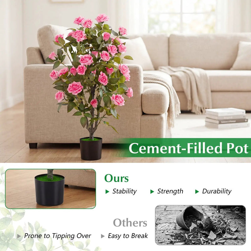 35.5" Artificial Rose Tree with Blooming Flowers in Pot by DirectDeals