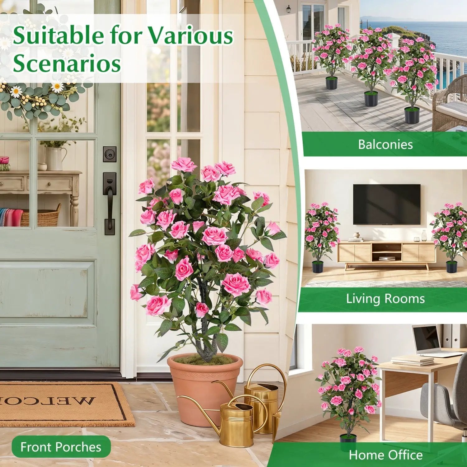 35.5" Artificial Rose Tree with Blooming Flowers in Pot by DirectDeals