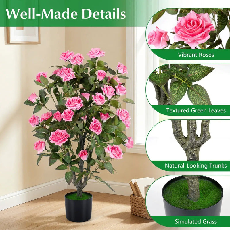 35.5" Artificial Rose Tree with Blooming Flowers in Pot by DirectDeals
