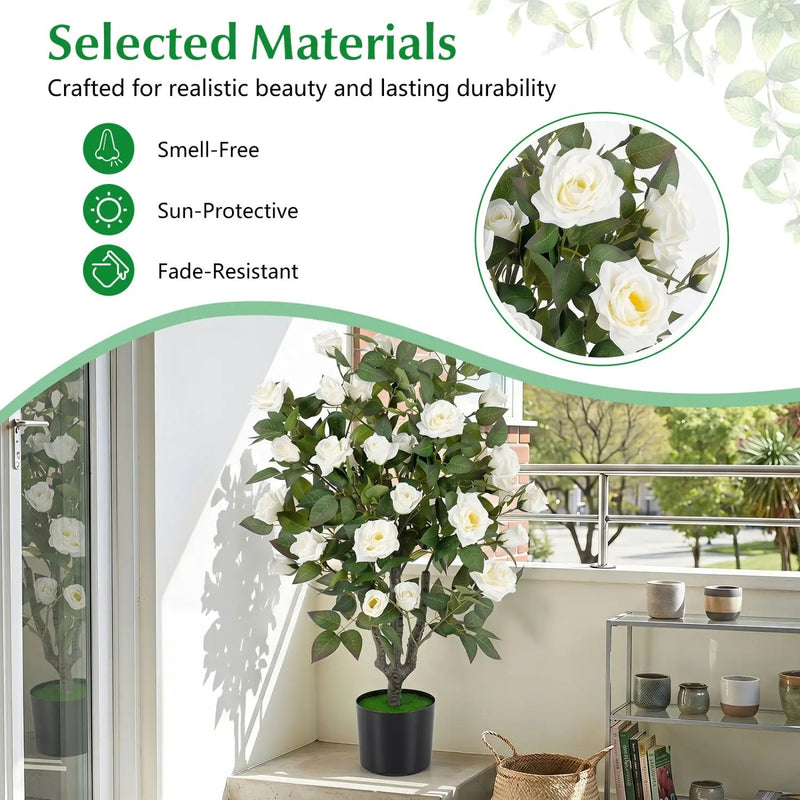 35.5" Artificial Rose Tree with Blooming Flowers in Pot by DirectDeals