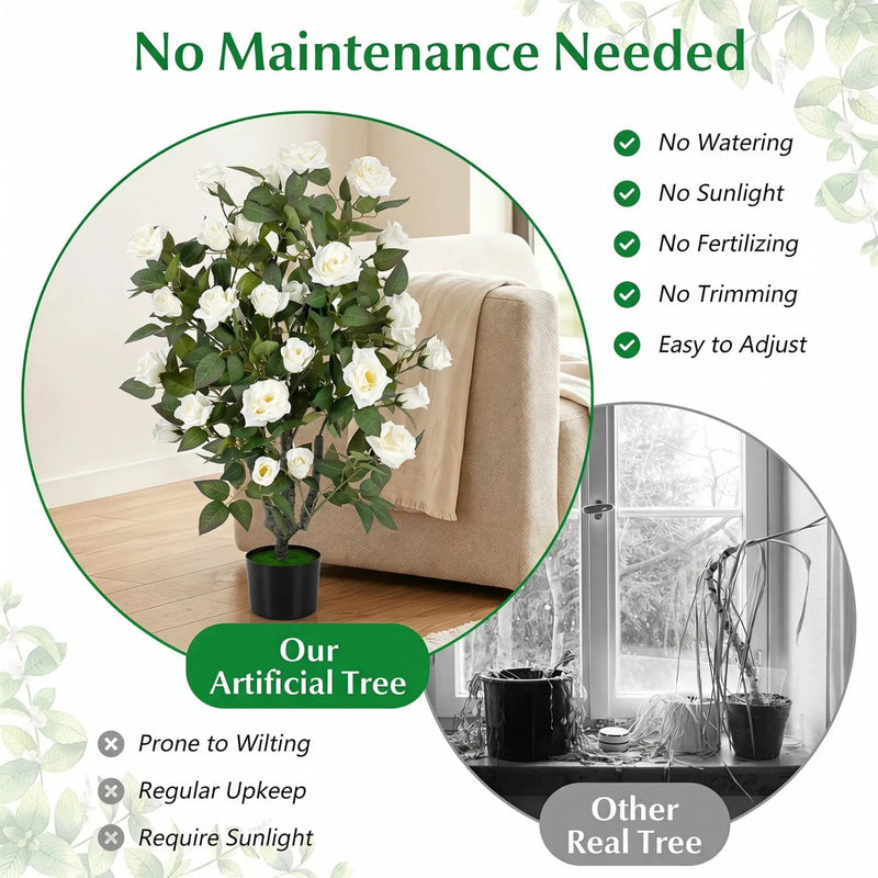35.5" Artificial Rose Tree with Blooming Flowers in Pot by DirectDeals