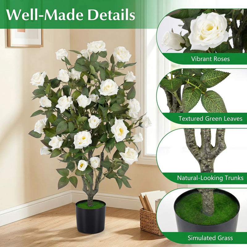 35.5" Artificial Rose Tree with Blooming Flowers in Pot by DirectDeals