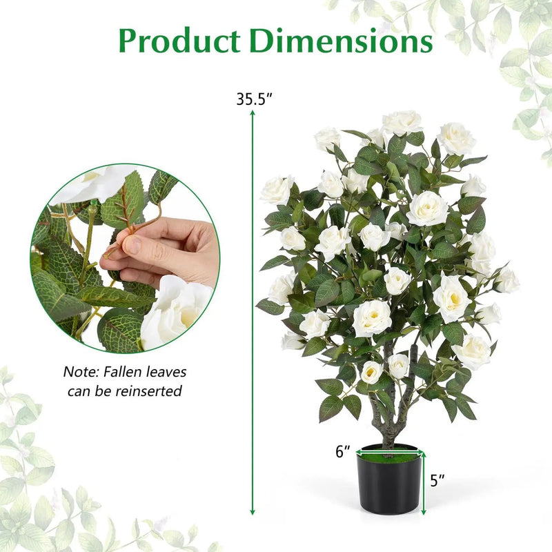 35.5" Artificial Rose Tree with Blooming Flowers in Pot by DirectDeals