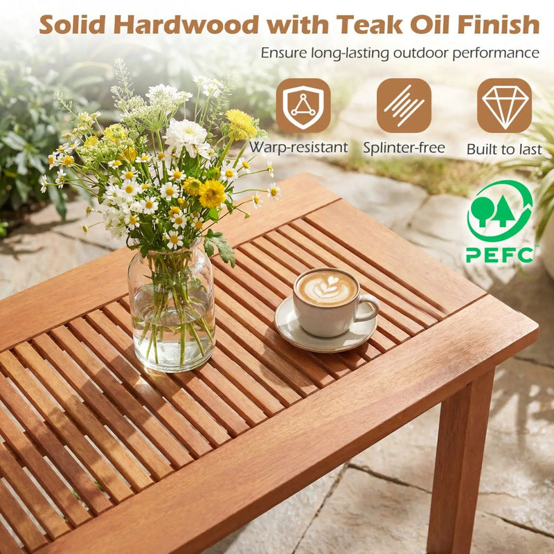 Rectangular Outdoor Coffee Table with Slatted Hardwood Top by DirectDeals