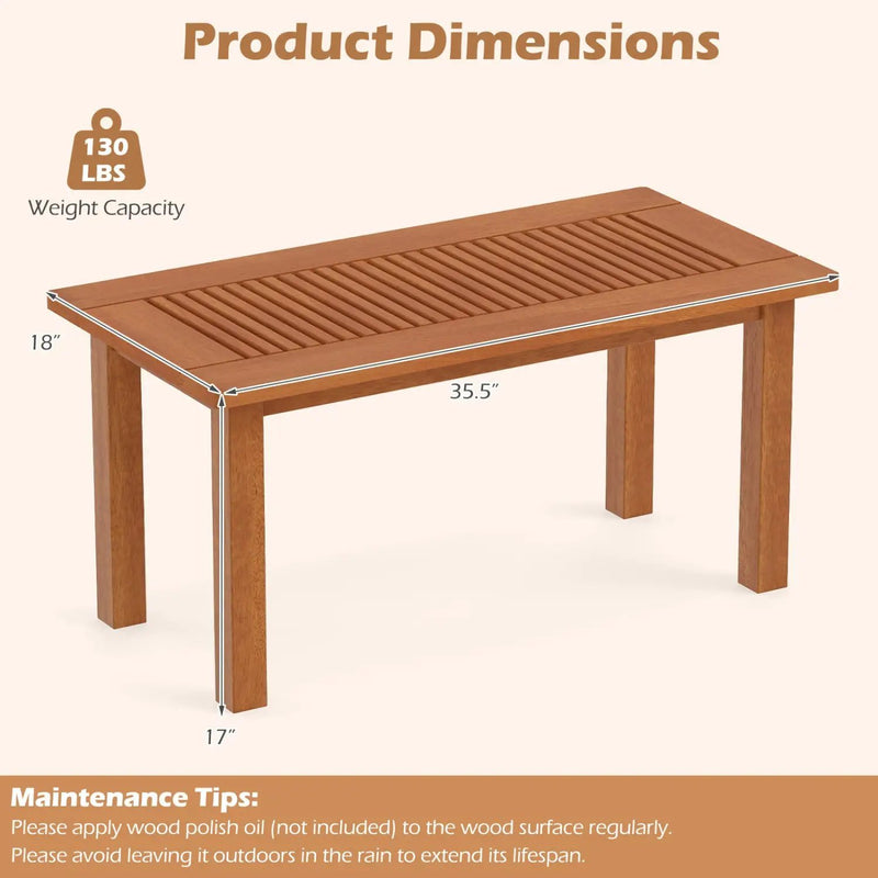 Rectangular Outdoor Coffee Table with Slatted Hardwood Top by DirectDeals