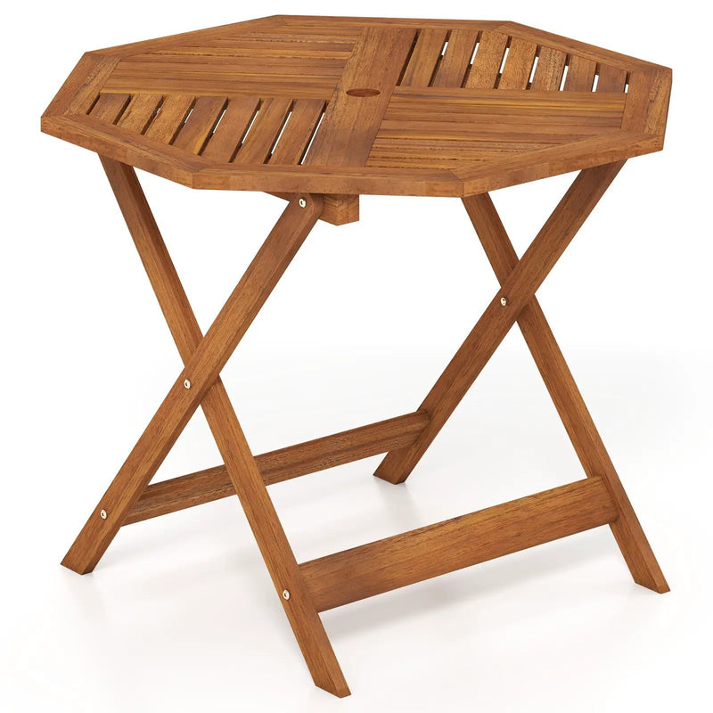 35.5 Inch Solid Wood Patio Dining Table Octagon Table with 1.97 Inch Umbrella Hole by DirectDeals