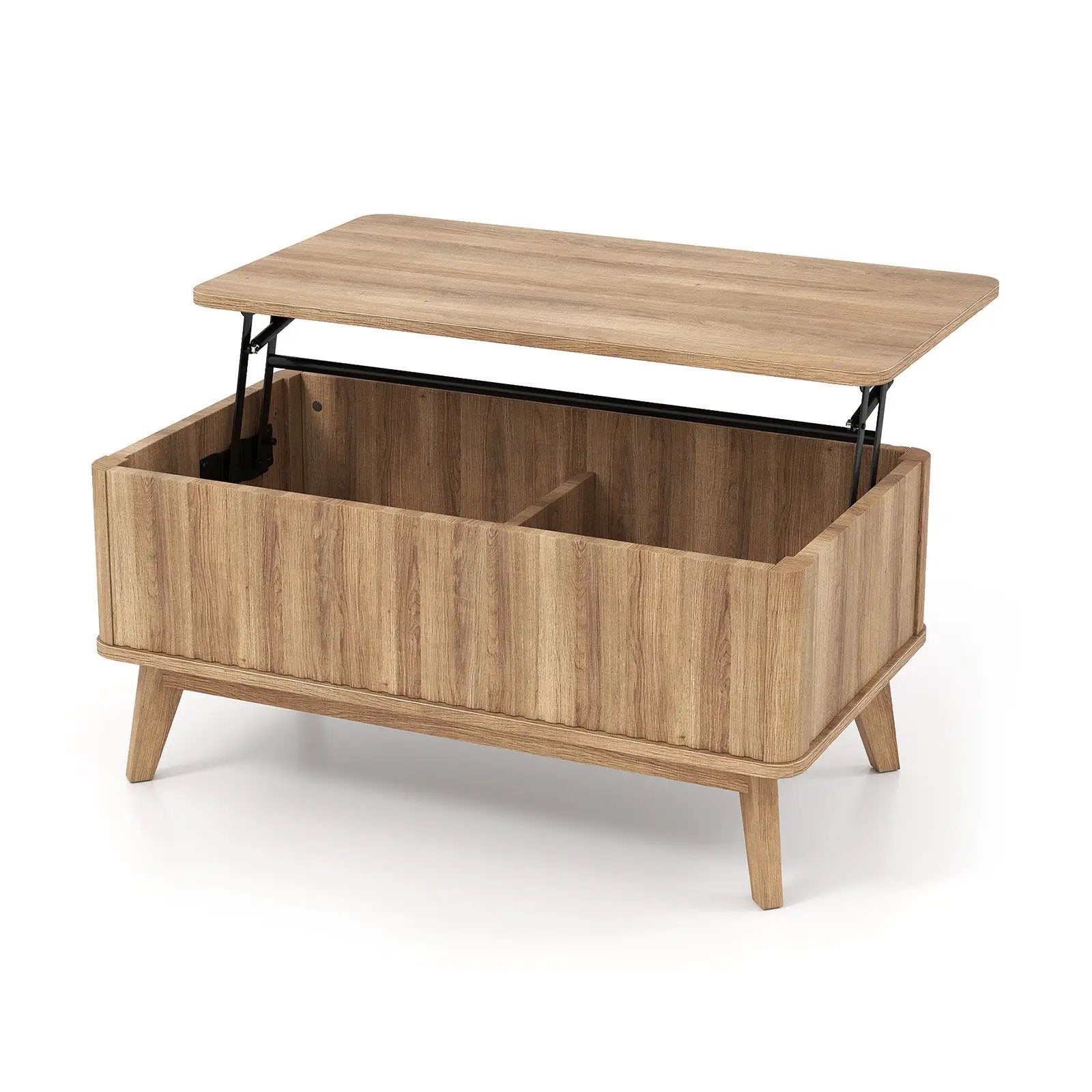35.5" Rectangle Wooden Fluted Lift Top Coffee Table-Walnut by DirectDeals