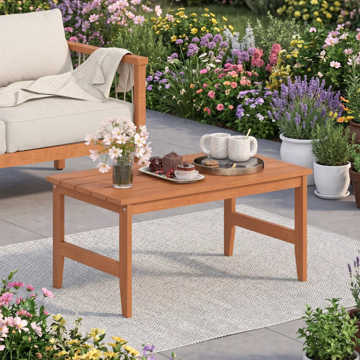 Rectangular Teak Wood Outdoor Coffee Table 35.5" by DirectDeals