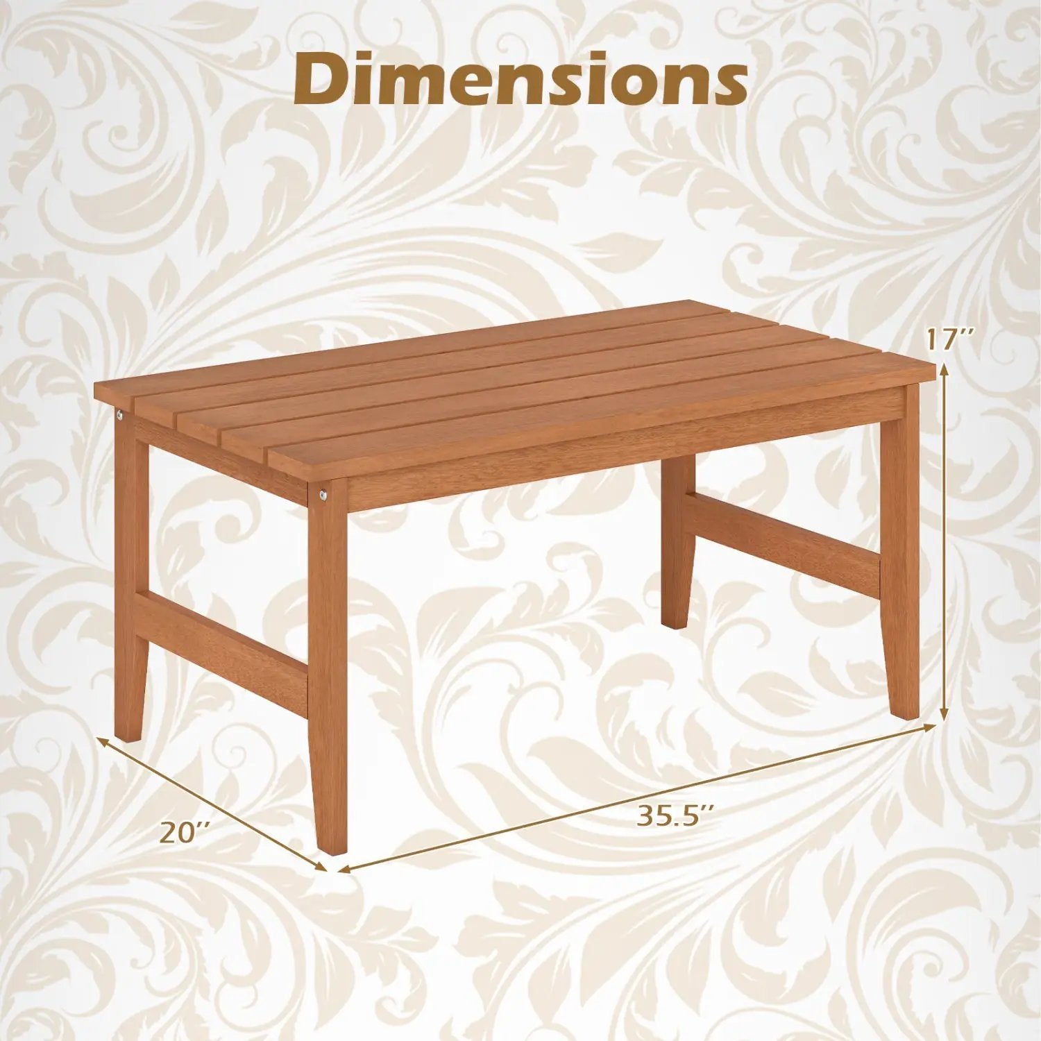 Rectangular Teak Wood Outdoor Coffee Table 35.5" by DirectDeals