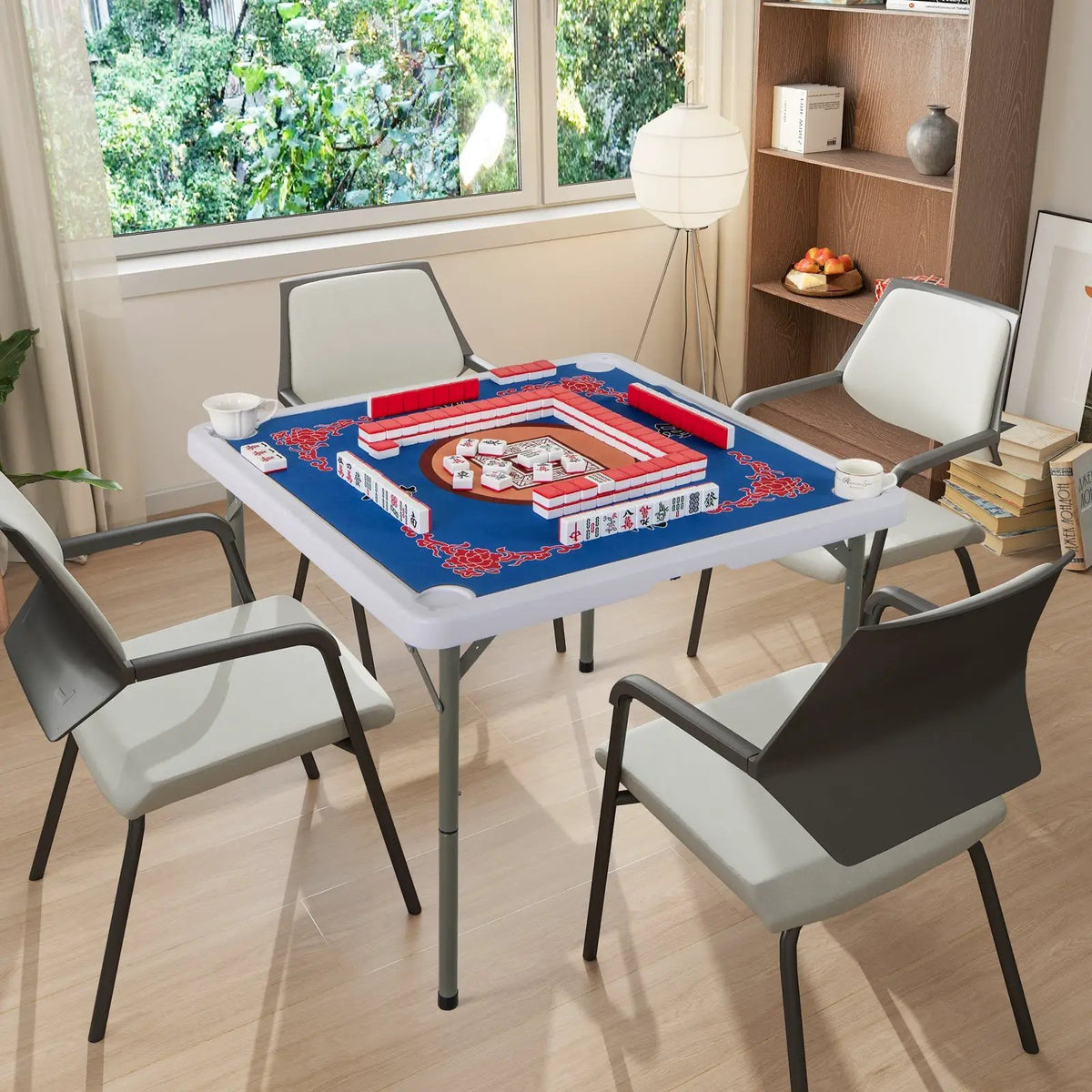 35 Inch 4 Player Game Card Folding Mahjong Table with Cup Holders by DirectDeals