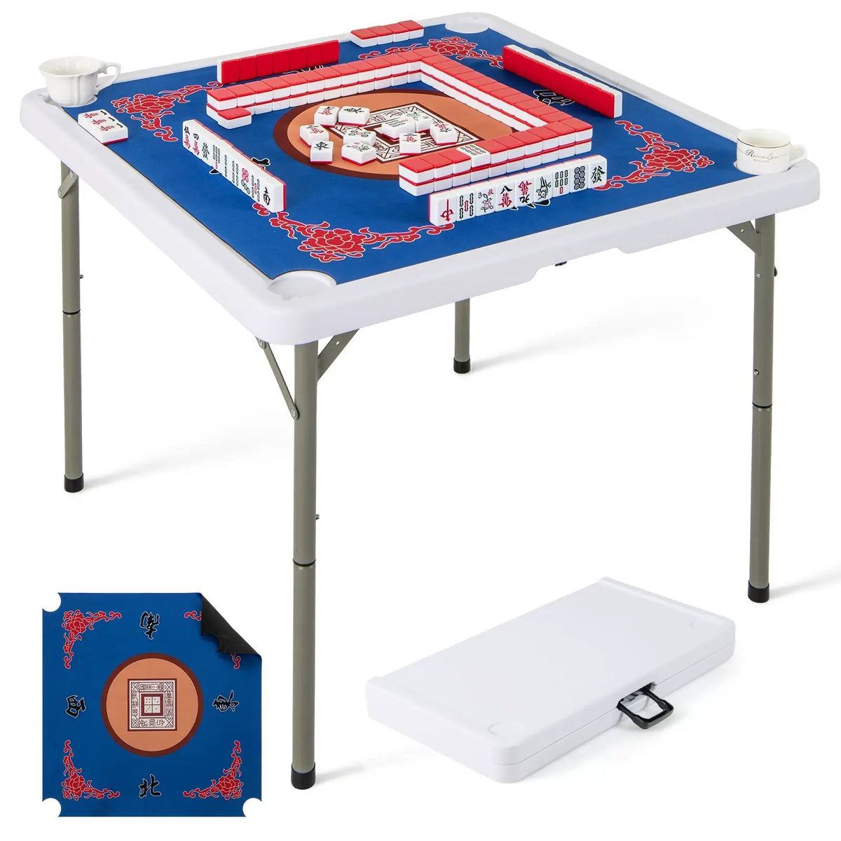 35 Inch 4 Player Game Card Folding Mahjong Table with Cup Holders by DirectDeals