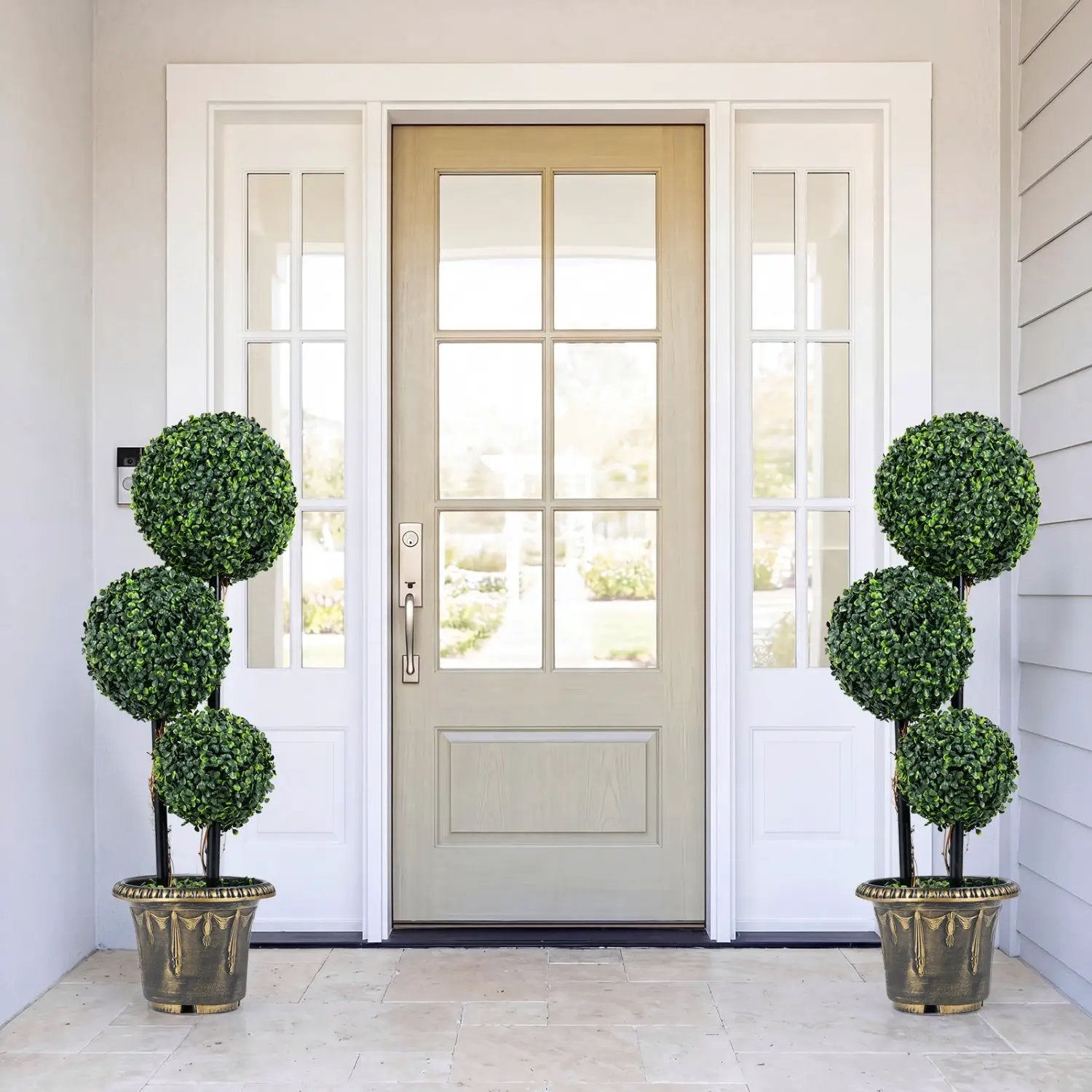 29 Inches Artificial Boxwood Topiary Tree Triple Ball Shrubs by DirectDeals