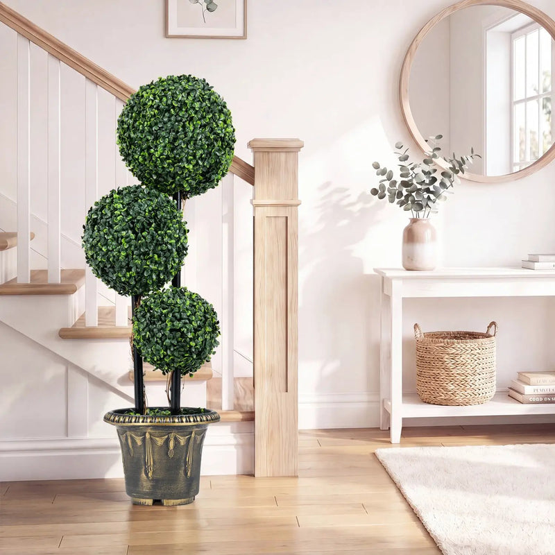 29 Inches Artificial Boxwood Topiary Tree Triple Ball Shrubs by DirectDeals