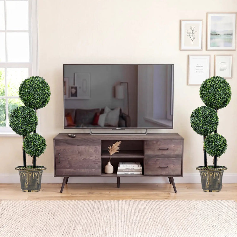 29 Inches Artificial Boxwood Topiary Tree Triple Ball Shrubs by DirectDeals