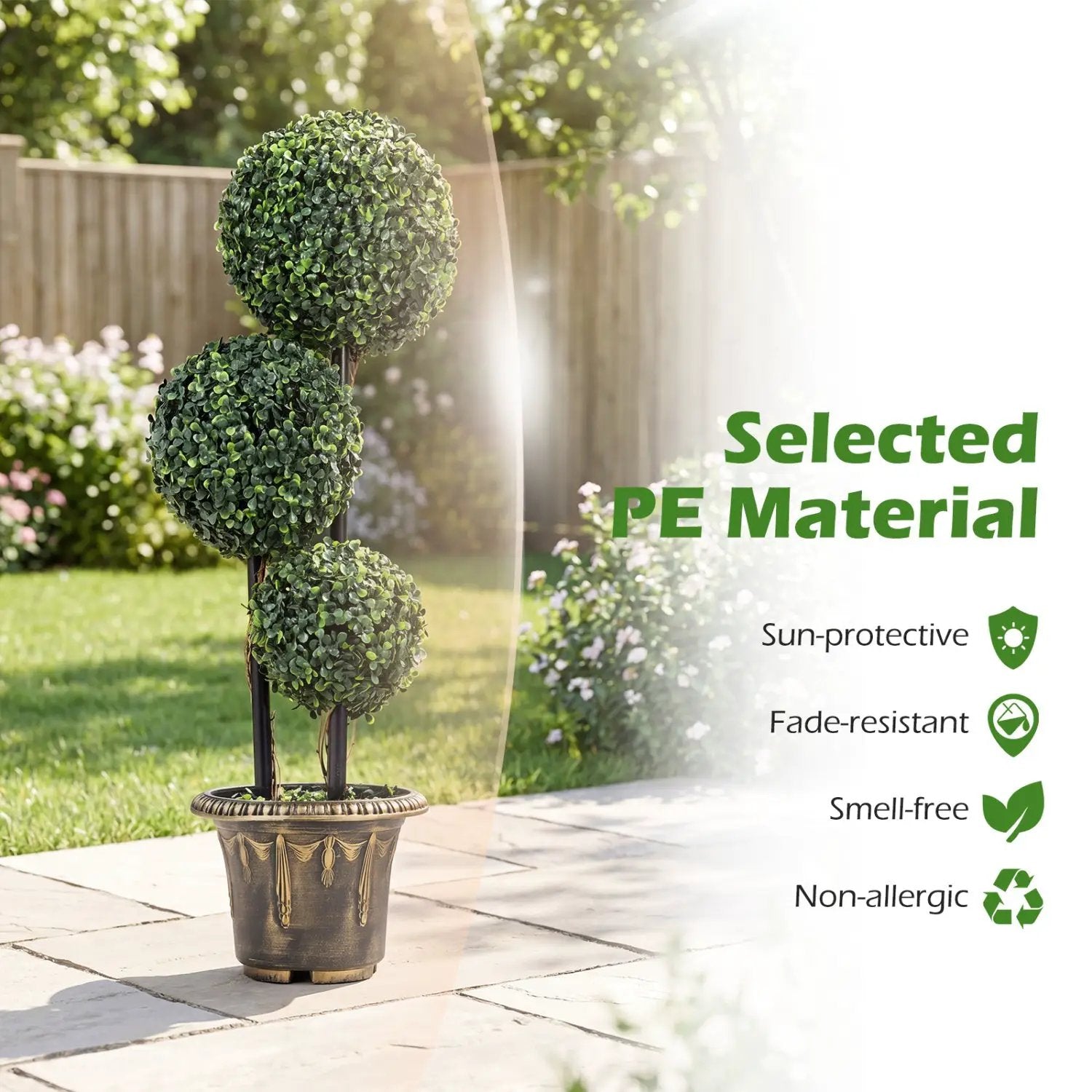 29 Inches Artificial Boxwood Topiary Tree Triple Ball Shrubs by DirectDeals