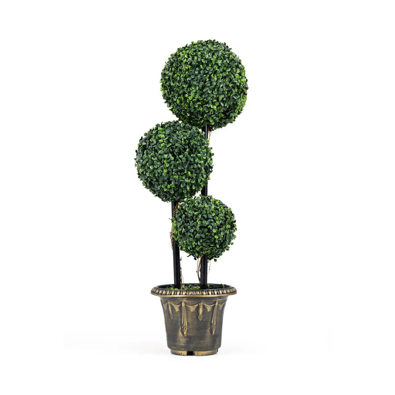29 Inches Artificial Boxwood Topiary Tree Triple Ball Shrubs by DirectDeals