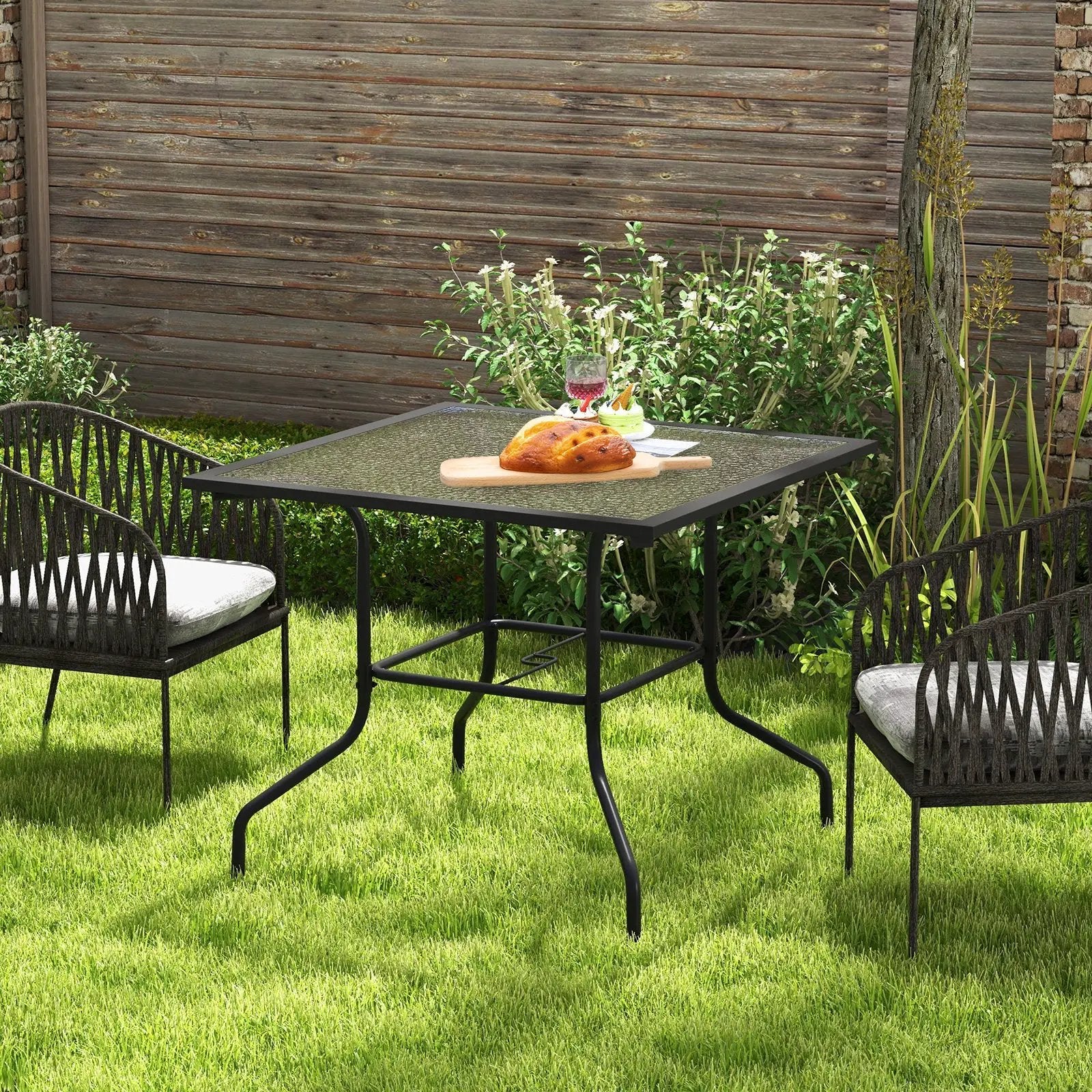 35 x 35 Inch Patio Dining Table with 1.5 Inch Umbrella Hole without Umbrella by DirectDeals