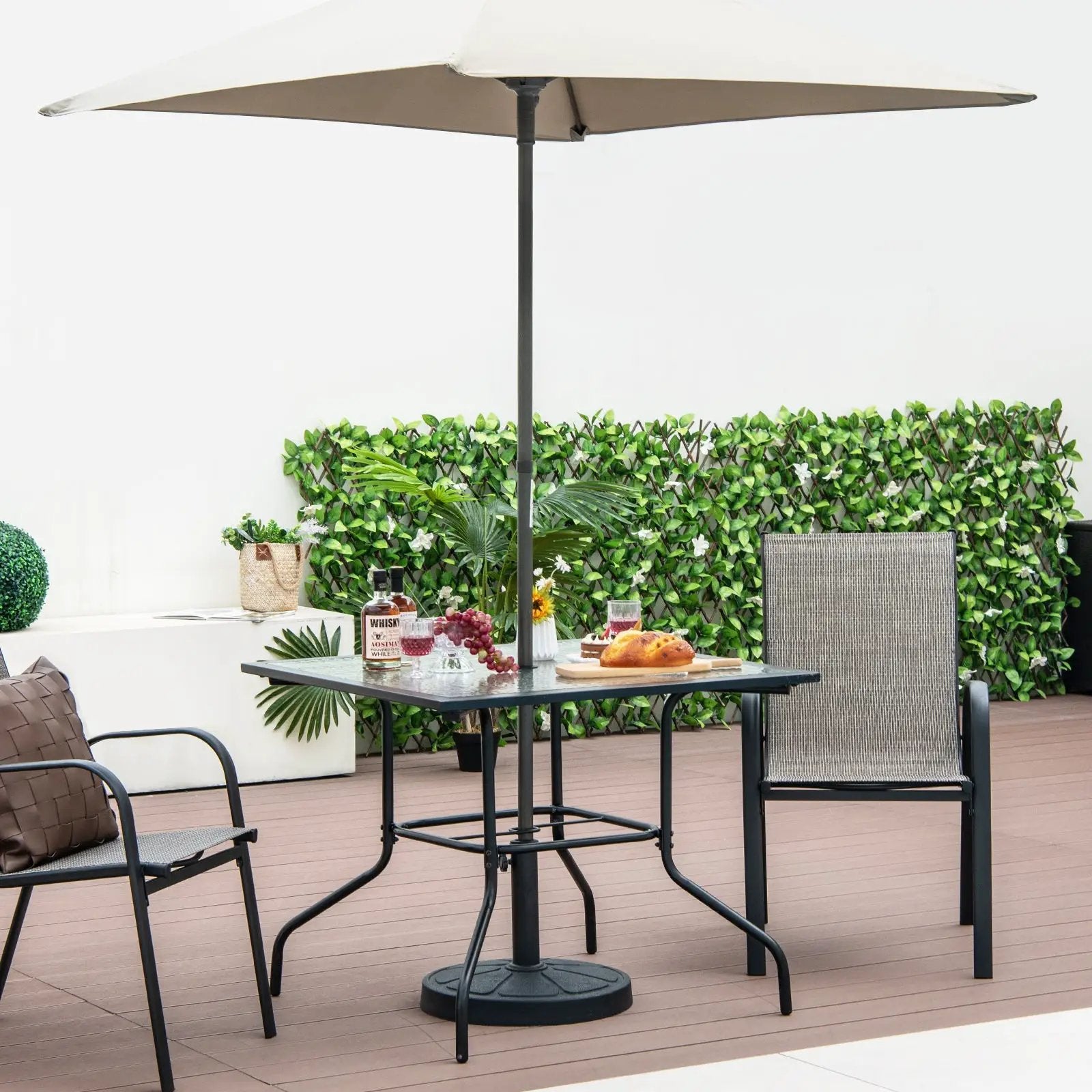 35 x 35 Inch Patio Dining Table with 1.5 Inch Umbrella Hole without Umbrella by DirectDeals