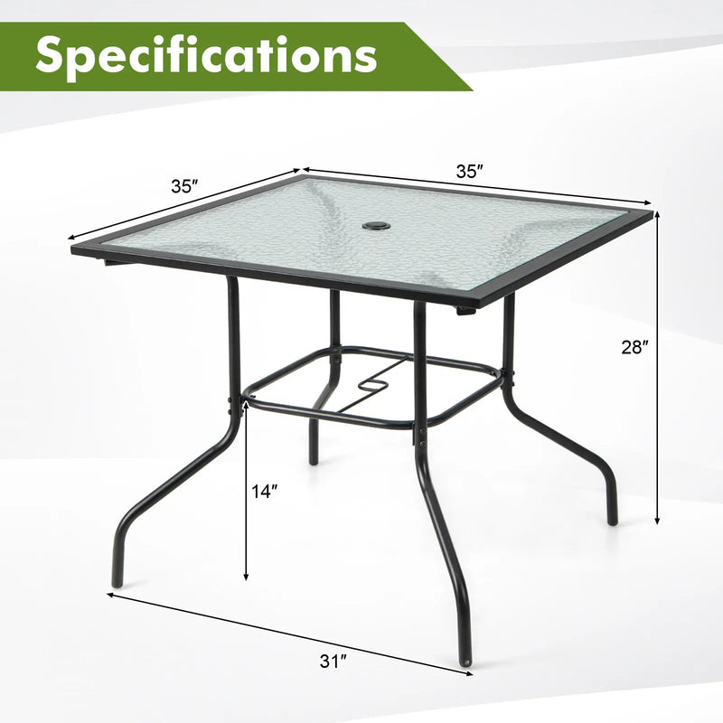 35 x 35 Inch Patio Dining Table with 1.5 Inch Umbrella Hole without Umbrella by DirectDeals