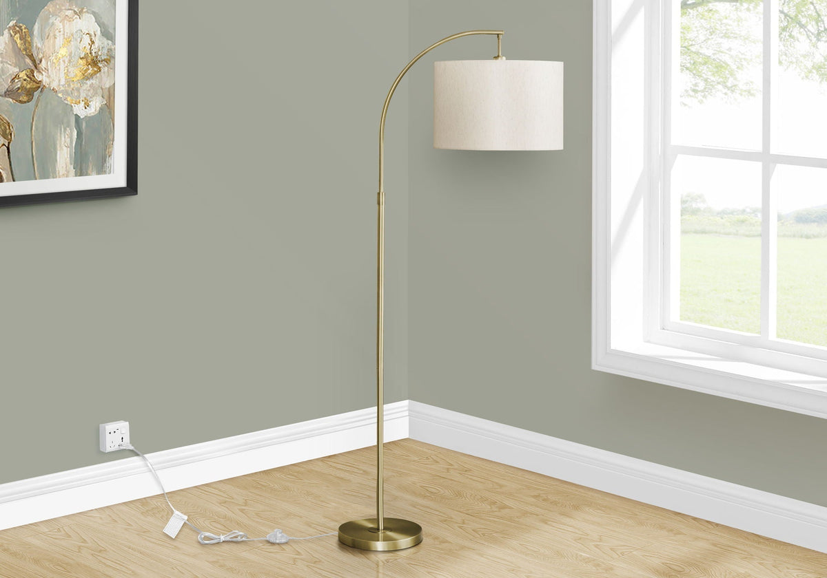 Contemporary Arc Floor Lamp with Fabric Shade - Gold or Black, photo 5 of 8