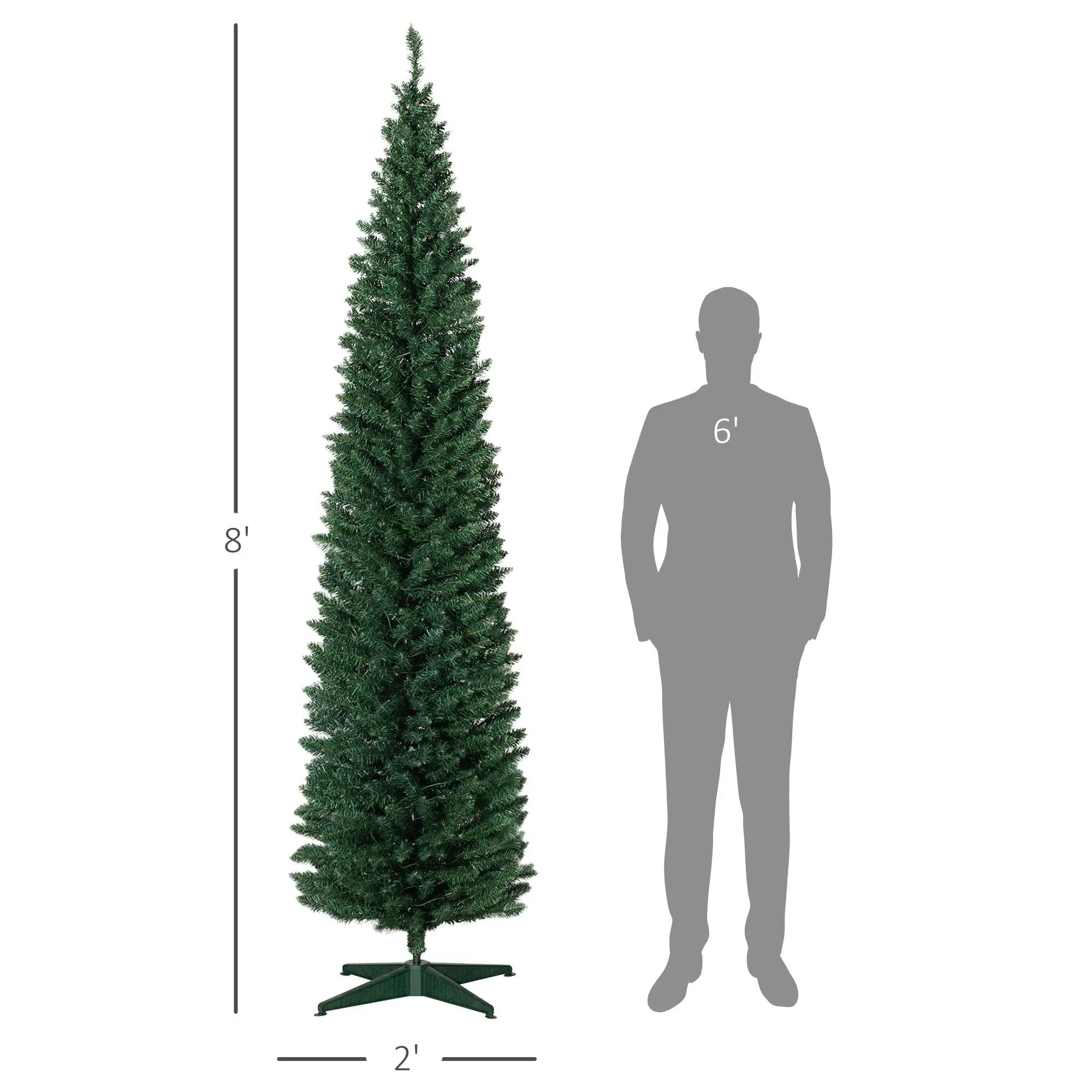 HOMCOM 8' Tall Pre-Lit Slim Noble Fir Artificial Christmas Tree by HouseOfZazla