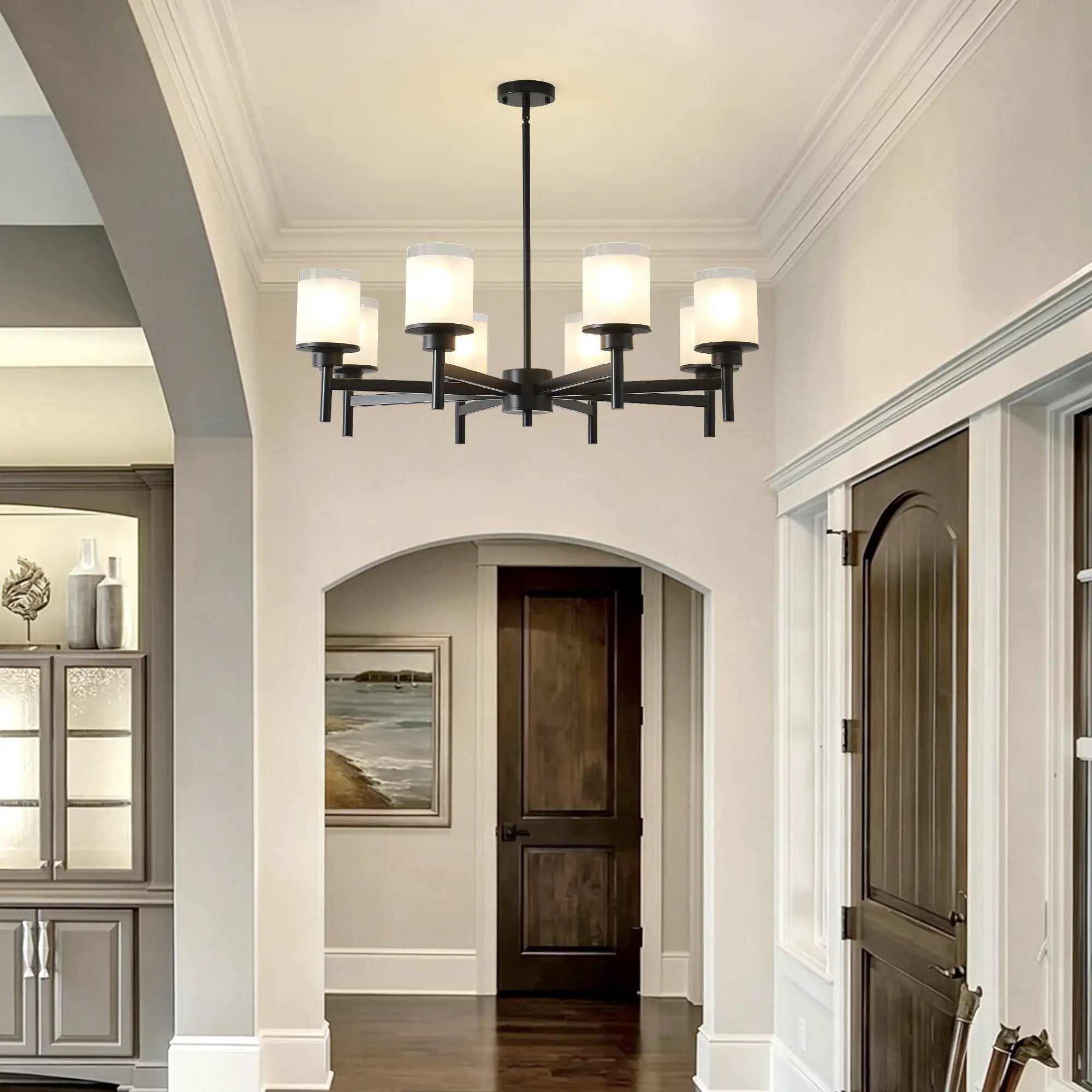 8-Light Frosted Glass Farmhouse Chandelier by HouseOfZazla