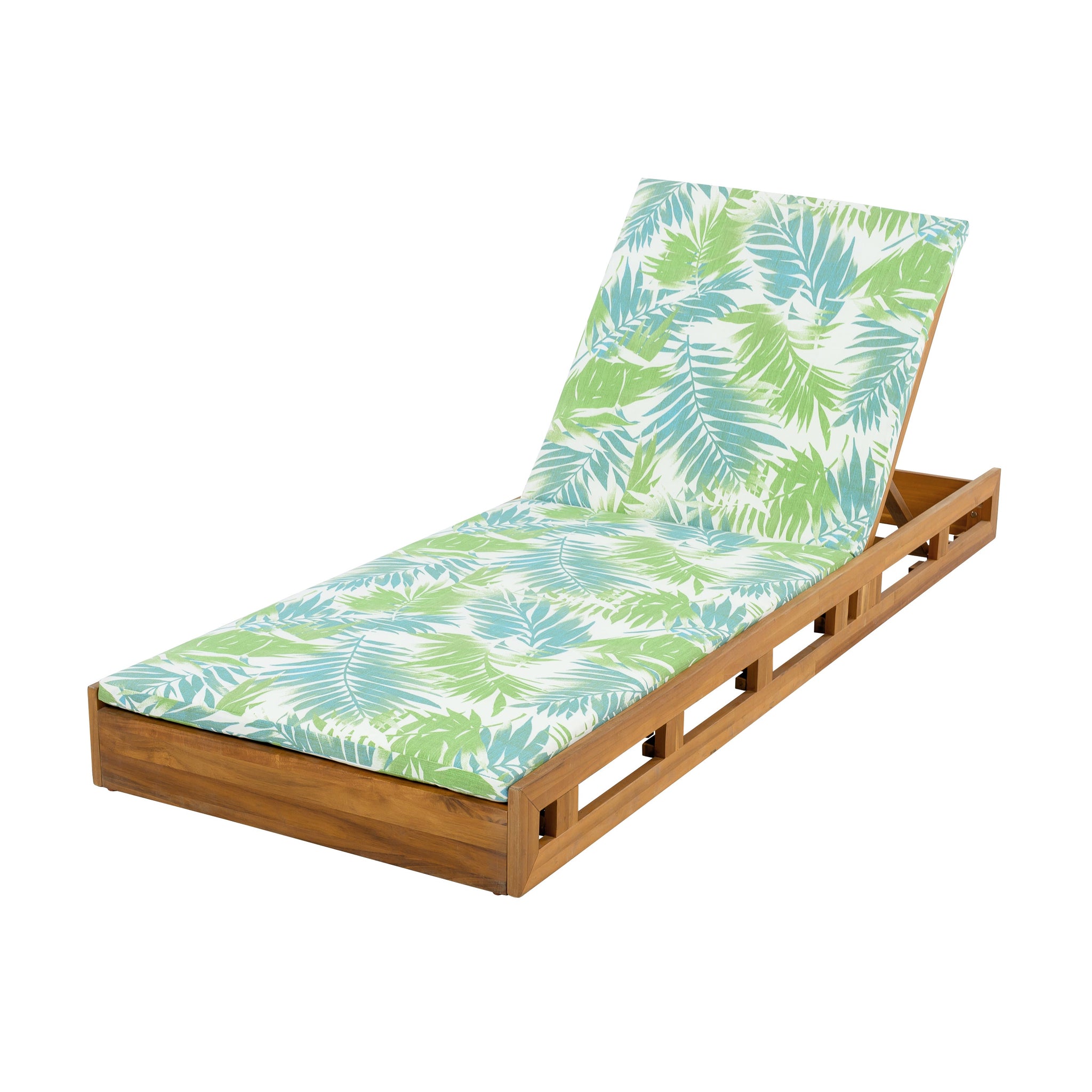 Lounge Chaise Set, Acacia Wood with Water-Resistant Lounge Cushions by HouseOfZazla