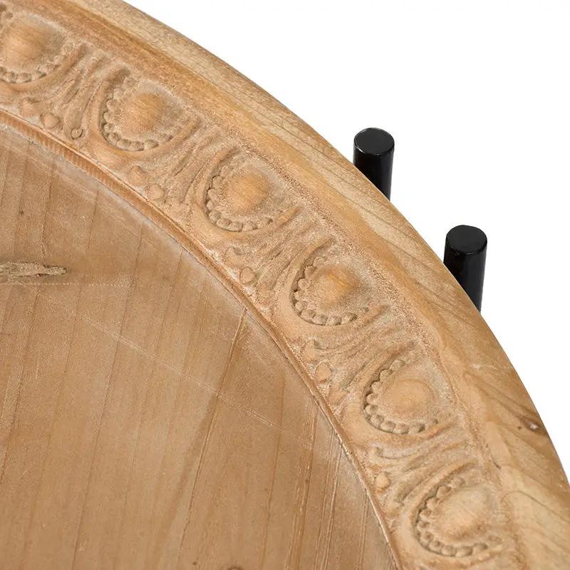 Farmhouse Round Wooden Round Coffee Table With Metal Legs - Black / Brown by HouseOfZazla