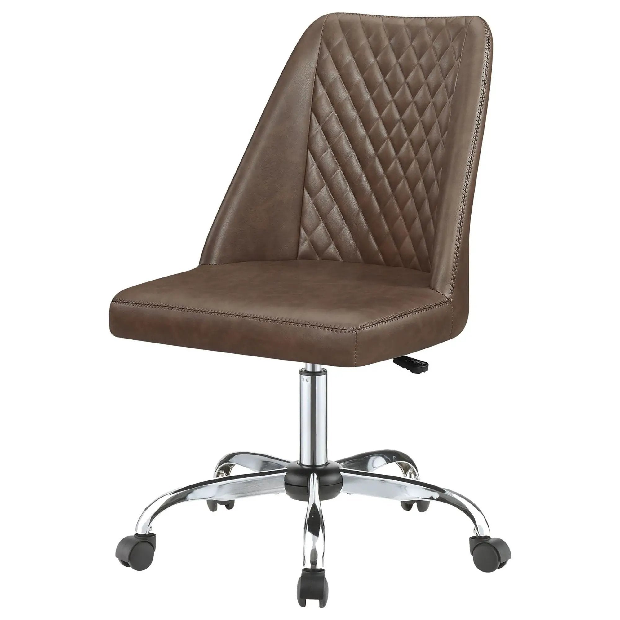 Adjustable Office Chair With Diamond Tufted Backrest Base - Brown by HouseOfZazla