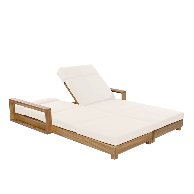 Double Acacia Wood Chaise Lounge Set by HouseOfZazla