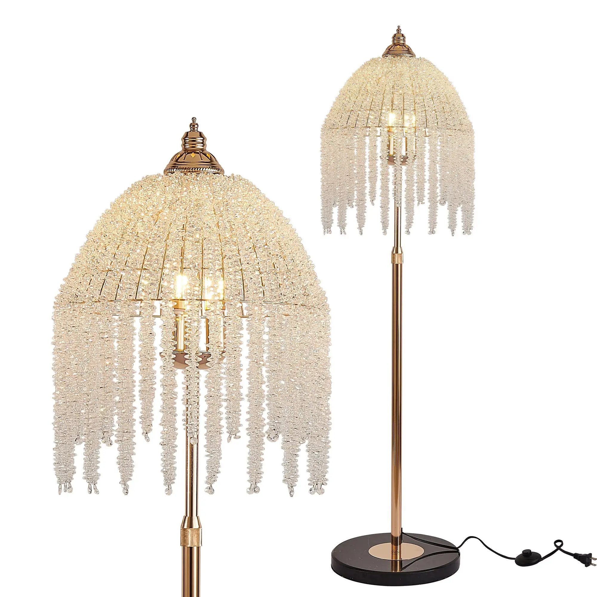 3-Light Elegant Crystal Floor Lamp – Vintage Waterfall Design by HouseOfZazla