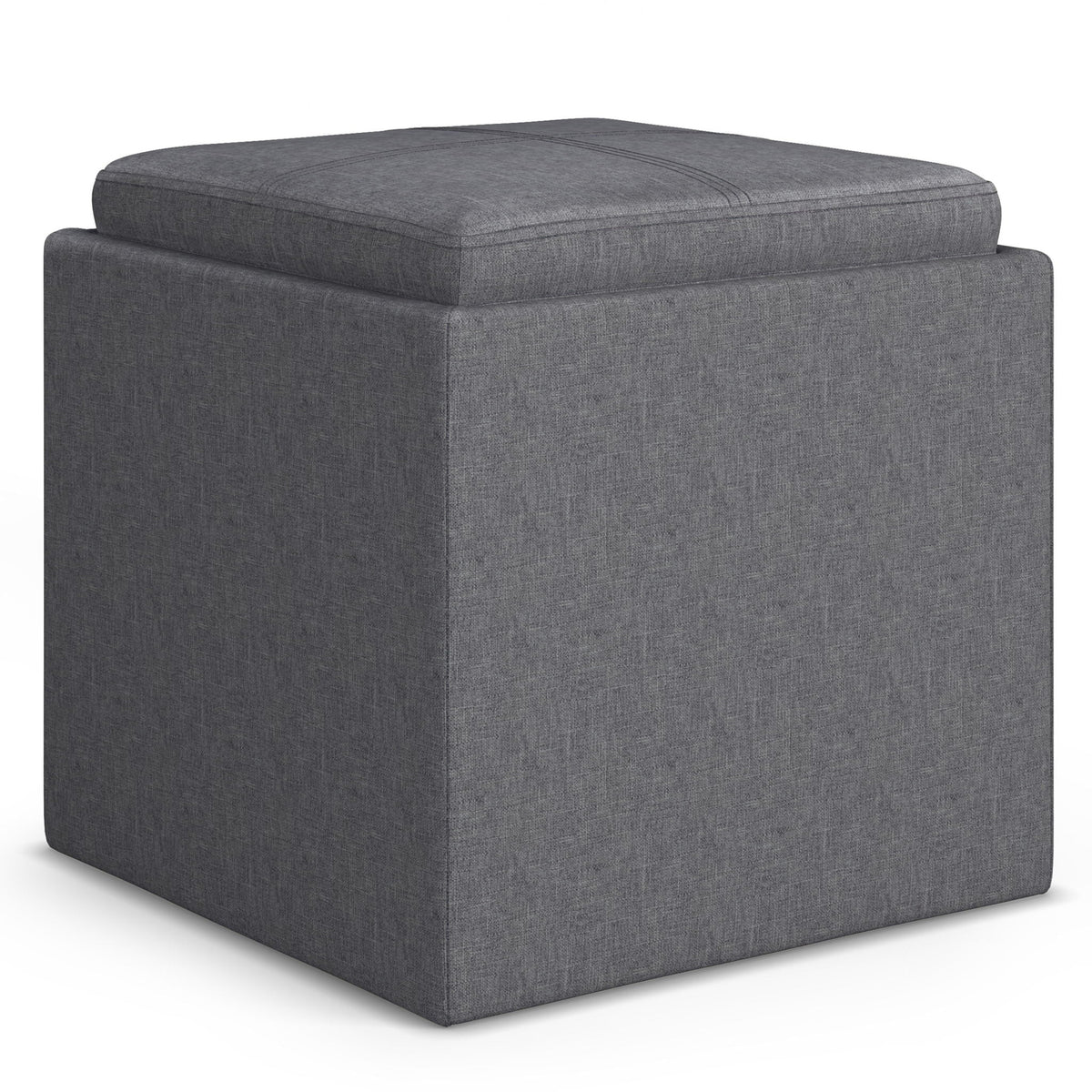 Upholstered Cube Storage Ottoman with Removable Serving Tray - Multiple Colors, photo 4 of 40
