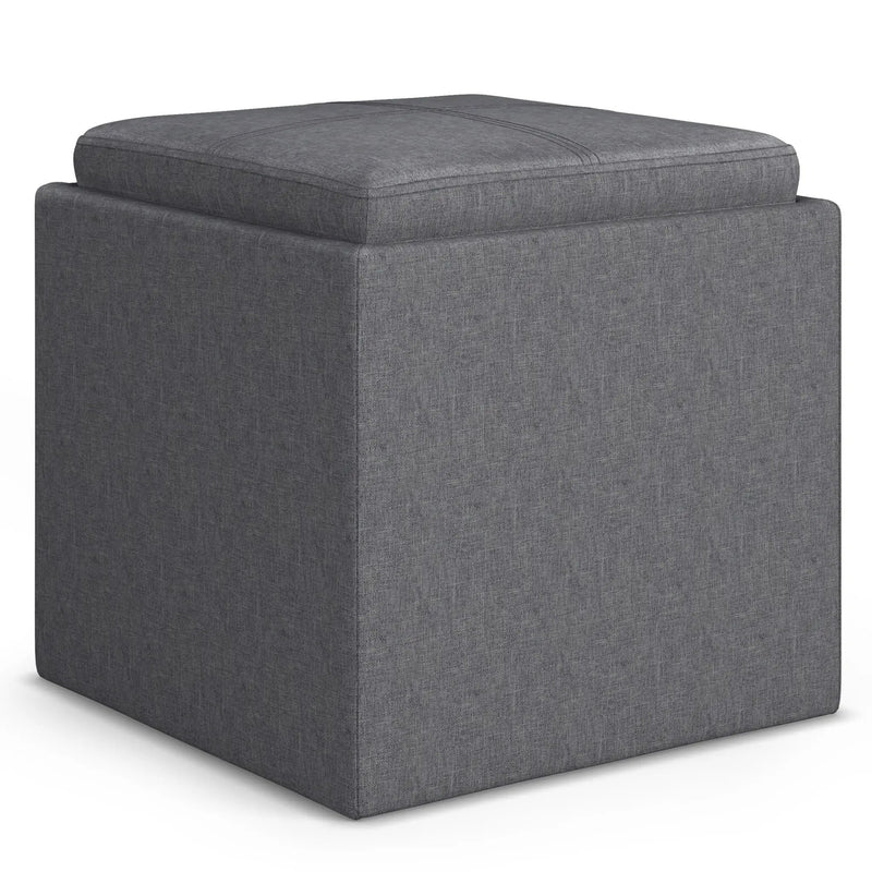 Rockwood - Upholstered Cube Storage Ottoman With Tray by HouseOfZazla