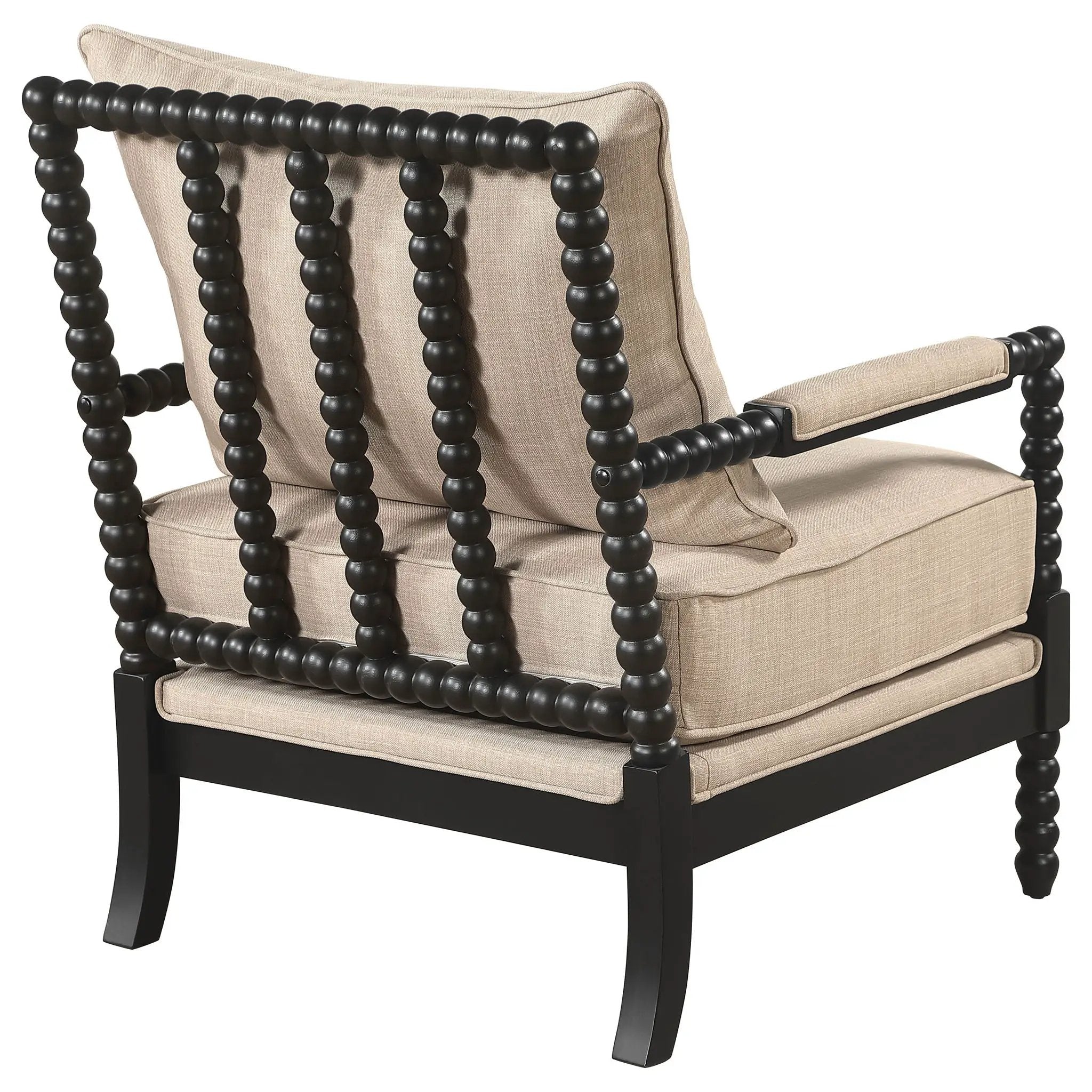 Blanchett Upholstered Bobbin Accent Chair Beige and Black by Unique Piece Furniture